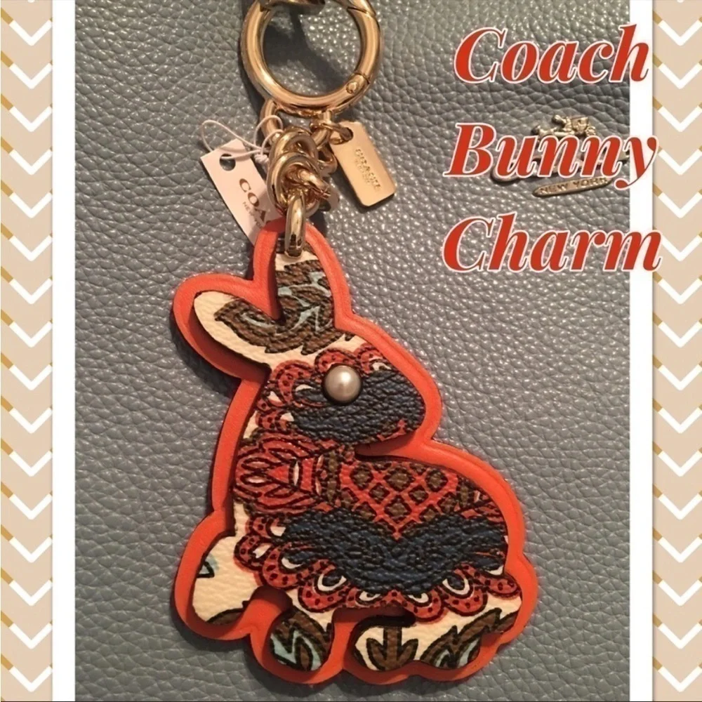 Coach Rabbit Bunny 🐰 Keychain Charm Fob Easter HTF